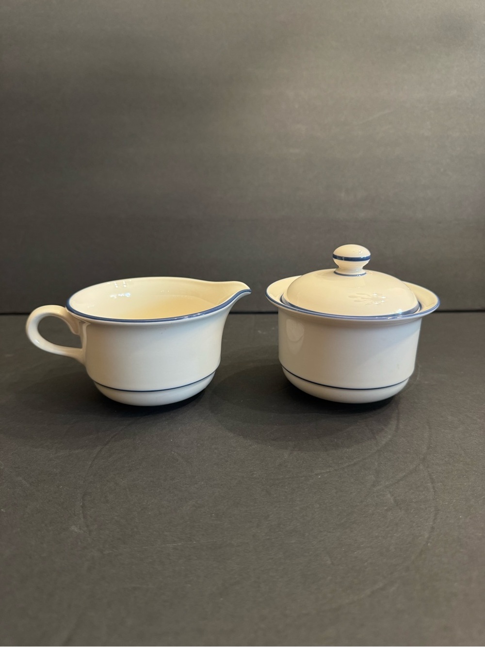 LENOX Chinastone Blue Pinstripes For the Blue Creamer and Sugar Bowl SET Retired